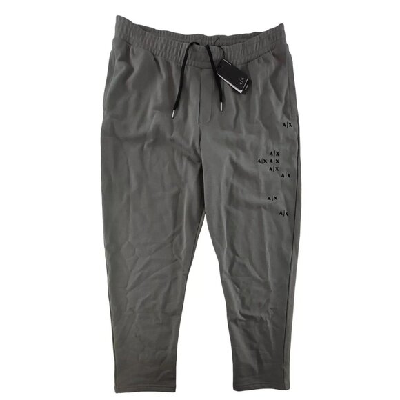 A|X ARMANI EXCHANGE Mens 2XL Falling Logo Jogger Track Pants Pewter Gray Trouser - Picture 3 of 10